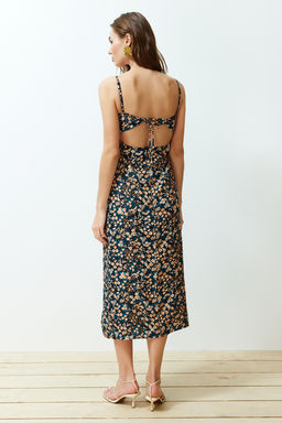 TRENDYOLMILLA Yesil Cicek Desenli Duz Kesim Y?rtmac Detayl? Viskon Midi Dokuma Elbise TWOSS23EL02085 фото 6