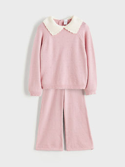 Bebe Yaka K?z ?ocuk Triko Kazak ve Pantolon