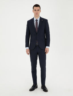 Lacivert Ex. Slim Fit Tak_m Elbise