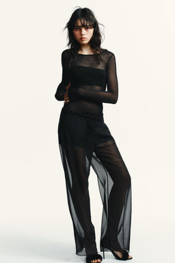 FLOWING SEMI-SHEER TROUSERS - Zara фото 4