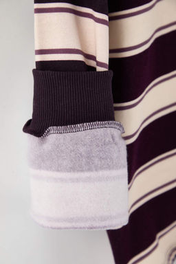 Cok Renkli Cizgili Polo Yaka Oversize/Genis Kal?p Orme Sweatshirt TWOAW26SW00245 - Trendyolmilla фото 7