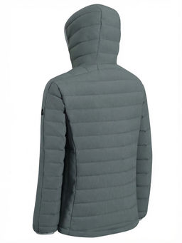 Куртка женская стёганая с капюшоном с графеновой подкладкой цвета хаки 9624_1Kh