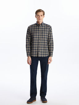 Regular Fit Uzun Kollu Ekose Gabardin Erkek G?mlek