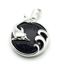 Подвеска Дельфин 24*26мм с авантюрином синим