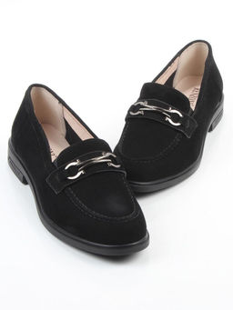 03-DEB16-2 BLACK Лоферы женские (натуральная замша)