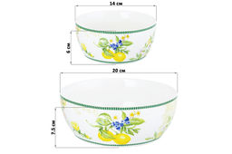 Набор 2 салатников - 14*14*6 см 600 мл + 20*20*7,5 см 1,7 л Лимоны NEW BONE CHINA - Elan gallery фото 2