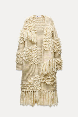 LONG FRINGED KNIT COAT - Zara фото 8