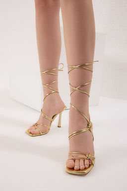 Trendyolmilla Shoes Siyah Bilekten Baglama Detayl? Kad?n Ince Topuklu Sandalet TAKSS25TO00095  фото 2