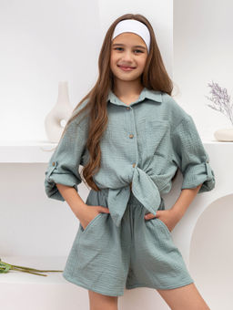 Комплект для девочек Муслин Фисташковый М-18КД MODAMICA