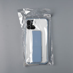 Чехол LuazON для iPhone 12 mini, с ремешком-подставкой, пластиковый, голубой