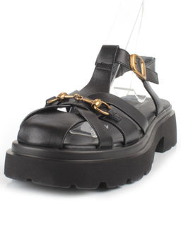 08-PEAG54-2 BLACK Босоножки женские (натуральная кожа)