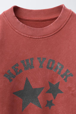 WASHED EFFECT SWEATSHIRT WITH SHINY STARS - Zara фото 3
