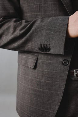 BLAZER TRAJE CUADROS 100% LANA / Marr?n - Zara фото 6