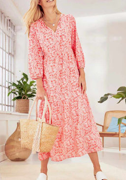 Платье, коралловое-экрю - Linea tesini фото 3