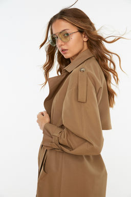 Vizon Kruvaze Oversize Uzun Trenckot TWOAW26TR00010 - Trendyolmilla фото 7