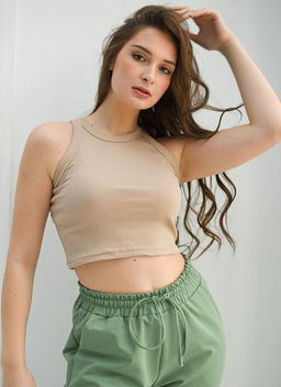 Майка-топ Кашкорсе рубчик лапша - Оптима фото 35