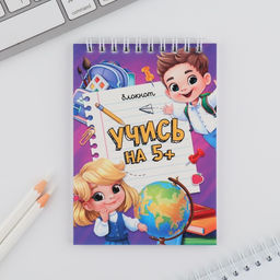 Блокнот А6, 40 л на гребне Учись на 5+