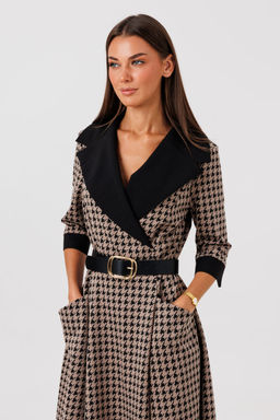 Платье Lars Style 1128 капучино черный принт