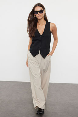 TRENDYOLMILLA Siyah V Yaka Dugmeli Regular Orme Yelek TWOAW25YE00060 фото 2