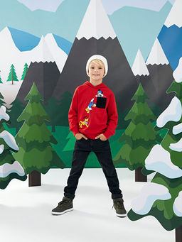 Kap??onlu Mickey Mouse Bask?l? Uzun Kollu Erkek ?ocuk Sweatshirt