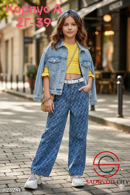 Джинсы для девочки с принтом