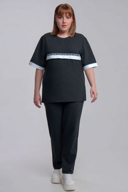 Арт. 2346 Костюм с брюками женский  50-58 (5 шт) Цвет:верх- антрацит, низ- антрацит