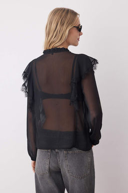 Murdum Sifon Transparan Dantel Detayl? Dokuma Bluz TWOAW26BZ00182 - Trendyolmilla фото 8