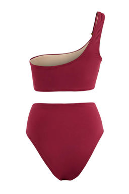 Bordo Tek Omuz Aksesuarl? Kapl? Yuksek Bel Regular LYCRA® XTRA LIFE Bikini Tak?m? TBESS26BT00012