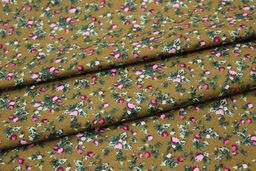 Теплый хлопок Земляничка на оливково-коричневом-2, СОРТ2, ш.1.47м, хлопок-100%, 150гр/м.кв - Купава фото 5