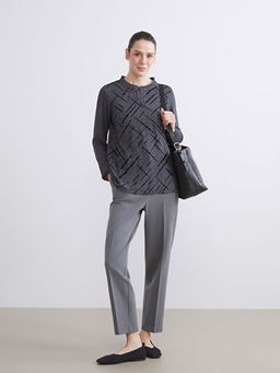 F?rf?rl? Dik Yaka Desenli Bluz