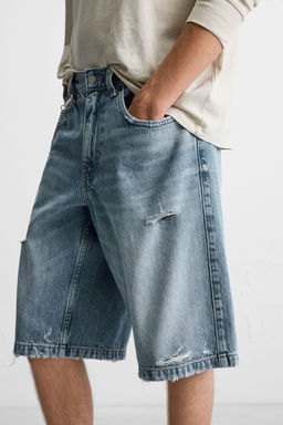 RIPPED BAGGY FIT DENIM BERMUDA SHORTS - Zara фото 5