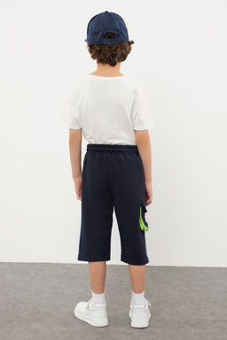 Lacivert Erkek Cocuk Bask?l? Kapri Boy Orme Sort TKDSS24SR00003 - Trendyolmilla фото 2