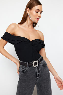 Siyah Volan Detayl? F?rf?rl? C?tc?tl? Orme Body TPRSS24BD00014