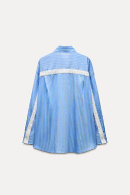 OVERSIZE STRIPED POPLIN SHIRT - Zara фото 8