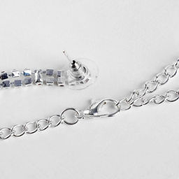 Набор 2 предмета: серьги, колье «Листопад», ромб, чёрно-белый в серебре, 45 см