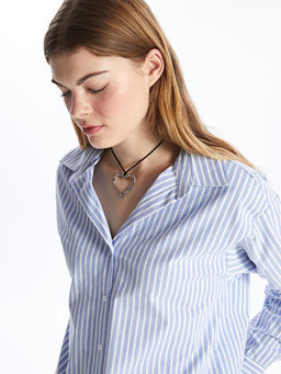 Рубашка Çizgili Oversize Poplin Kadın Gömlek в полоску оверсайз