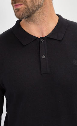 Джемпер мужской с отложным воротником и планкой на пуговицах F221-15-22021 чёрный - Fine joyce фото 2