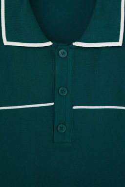 Yesil Regular/Normal Kesim Biye Detayl? Dugmeli Polo Yaka Triko T-Shirt TMNSS26TS00019 - Trendyolmilla фото 2