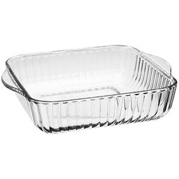 "Боркам (Borcam)" Форма стеклянная жаропрочная 1,95л, 22х22х6см, квадратная, рифленый борт, с ручками, цветной картон, Pasabahce (Турция)