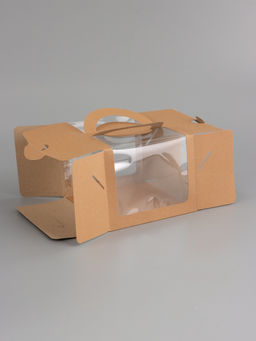 Цена за 2 шт. Коробка под бенто-торт с окном, КРАФТ 18 х 18 х 14 см