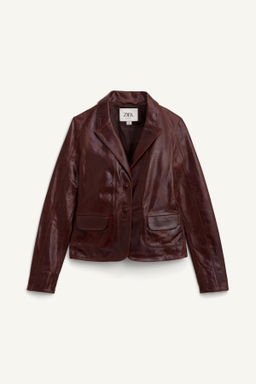 LIMITED EDITION 100% LEATHER CROPPED BLAZER - Zara фото 5