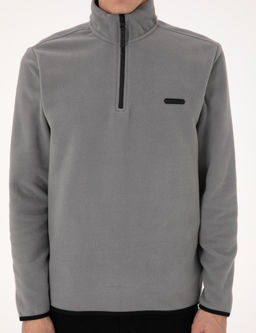 Gri Regular Fit Yar_m Fermuarl_ Polar Sweatshirt - Pierre cardin фото 6
