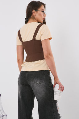 Топ из джинсовой ткани коричневый