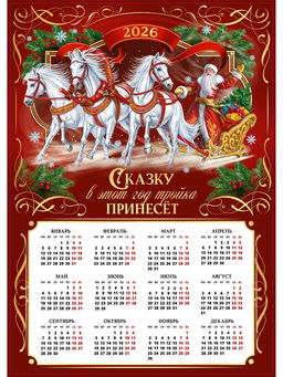 Цена за 20 шт. Календарь 2026 настенный «Сказку принесёт лошадка», А2