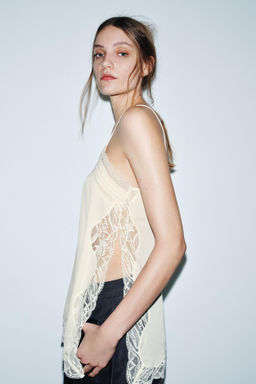 ZW COLLECTION LACE-TRIMMED CAMISOLE TOP - Zara фото 2