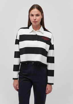 Cizgili Polo Tisort - Mavi фото 3