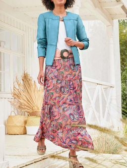 Куртка натуральная кожа, аквамарин - Linea tesini фото 6