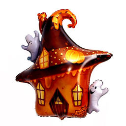 Цена за 5 шт. Воздушный шар фольгированный 32" «Дом с привидениями», фигура