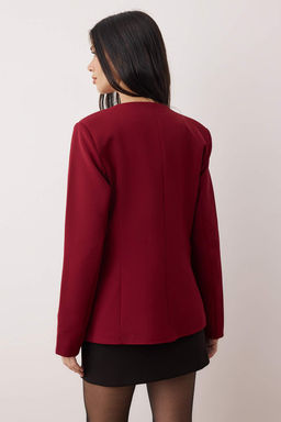 Bordo Fitted/Vucuda Oturan Tek Dugmeli Dokuma Blazer Ceket TWOAW26BC00066 - Trendyolmilla фото 4