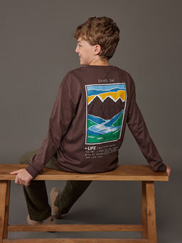 Bisiklet Yaka Bask?l? Erkek ?ocuk Ti??rt